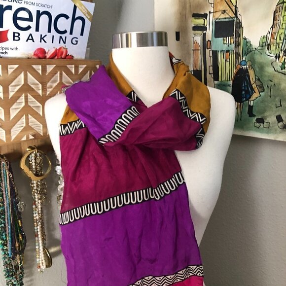 Gorgeous Tribal Aztec Silk Scarf - Dopamine Core - Picture 2 of 4